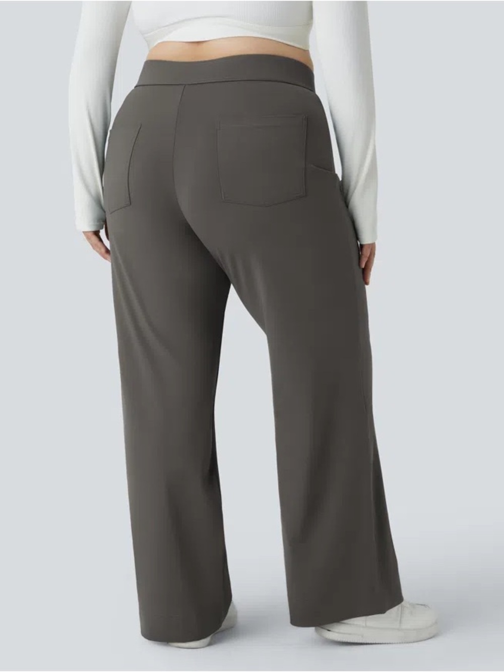 Halara DayStretch High Waisted Pockets Straight Leg Casual Pants Gray Women L - Picture 2 of 6
